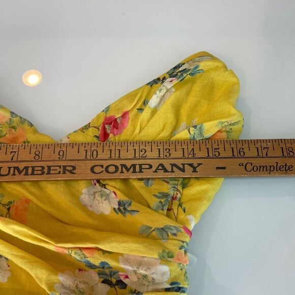 Lovers + Friends Yellow Lined Floral Off The Shoulder Mini Dress Medium - Picture 9 of 10